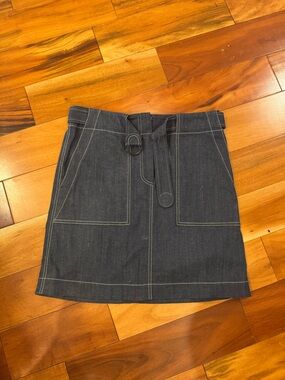 Akris Punto Dark Denim Skirt with Subtle Texture